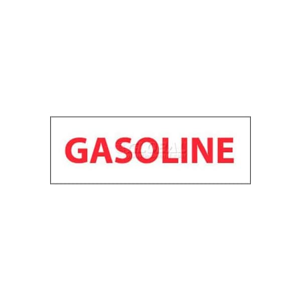 NMC Safety Sign, Gasoline, 4in X 12in, White/Red